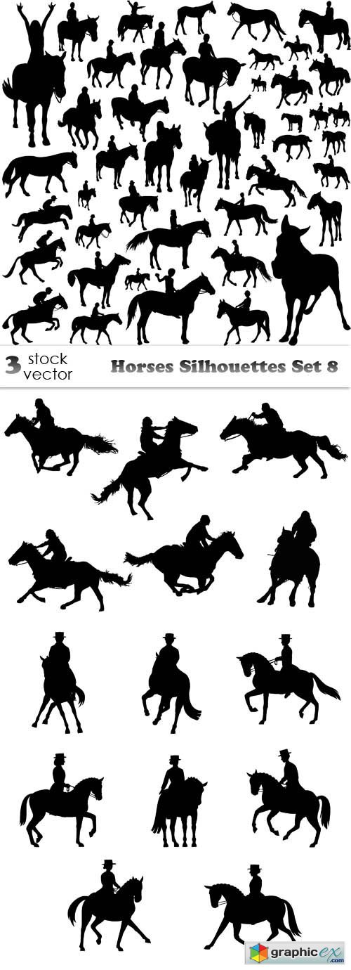 Horses Silhouettes Set 8