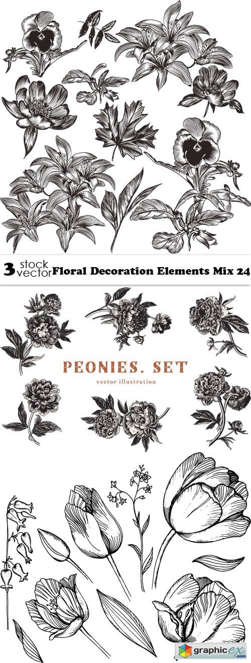 Floral Decoration Elements Mix 24