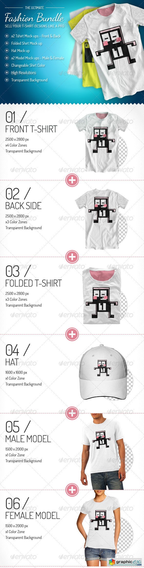Fashion Bundle - x3 T-shirt / x2 Models / Hat