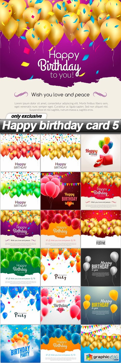 Happy birthday card 5 - 18 EPS