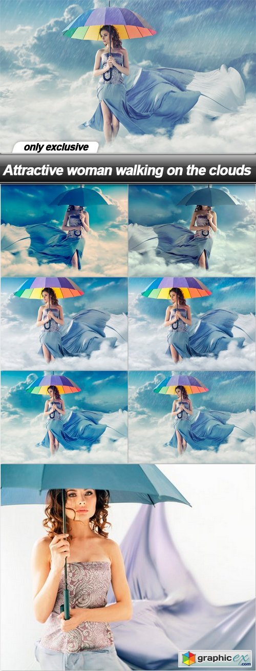 Attractive woman walking on the clouds - 7 UHQ JPEG