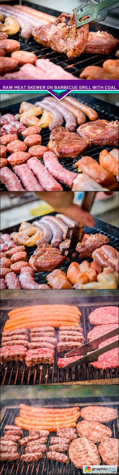 Raw Meat skewer on barbecue grill with coal 5x JPEG