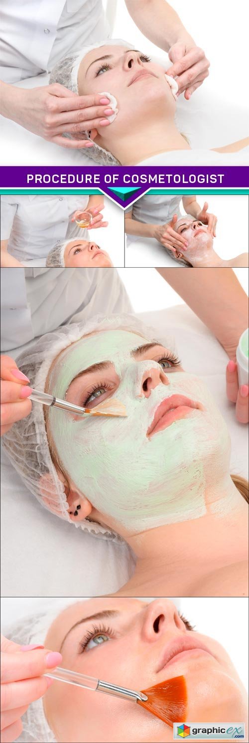Procedure of cosmetologist facial peeling mask 5x JPEG