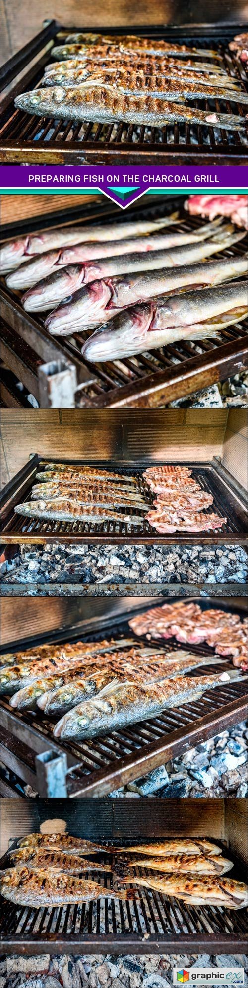 Preparing Fish on the charcoal grill 5x JPEG
