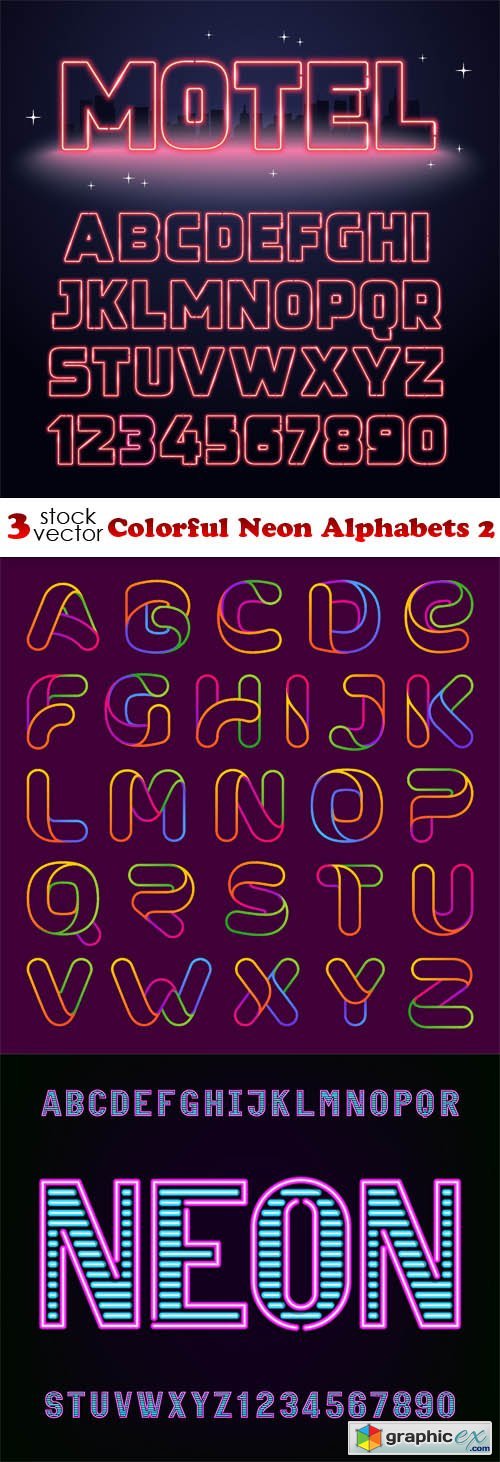 Colorful Neon Alphabets 2