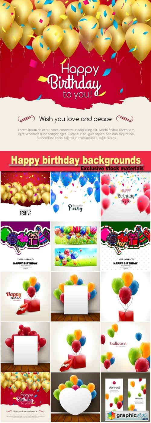 Happy birthday backgrounds, balloons vector