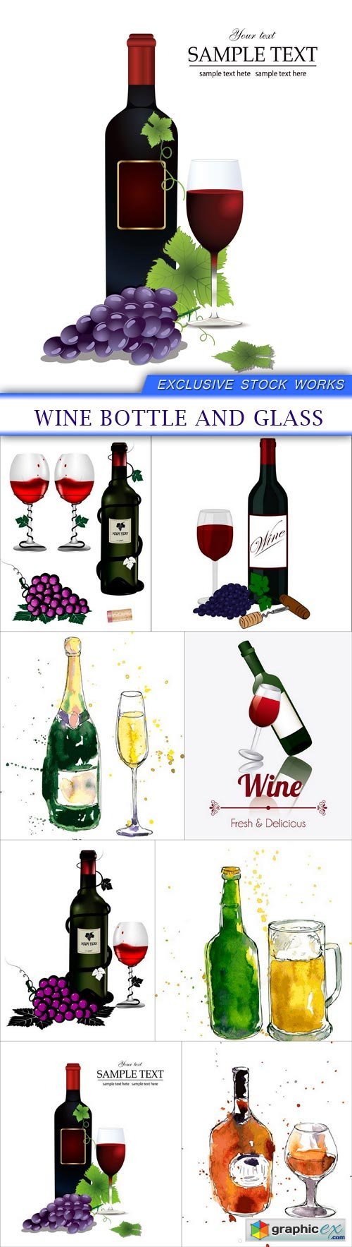 wine bottle and glass 8X EPS