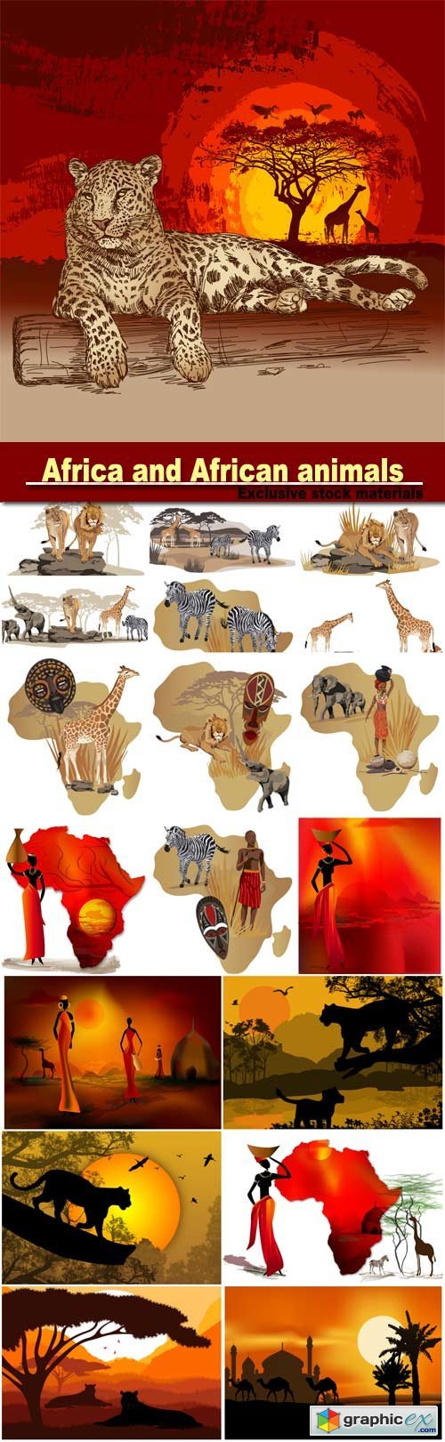 Africa and African animals vector