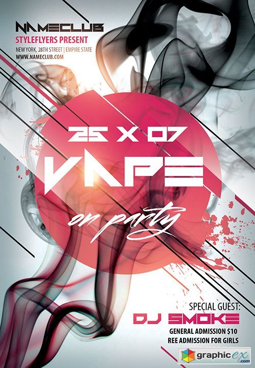 Vape on Party PSD Flyer Template + Facebook Cover