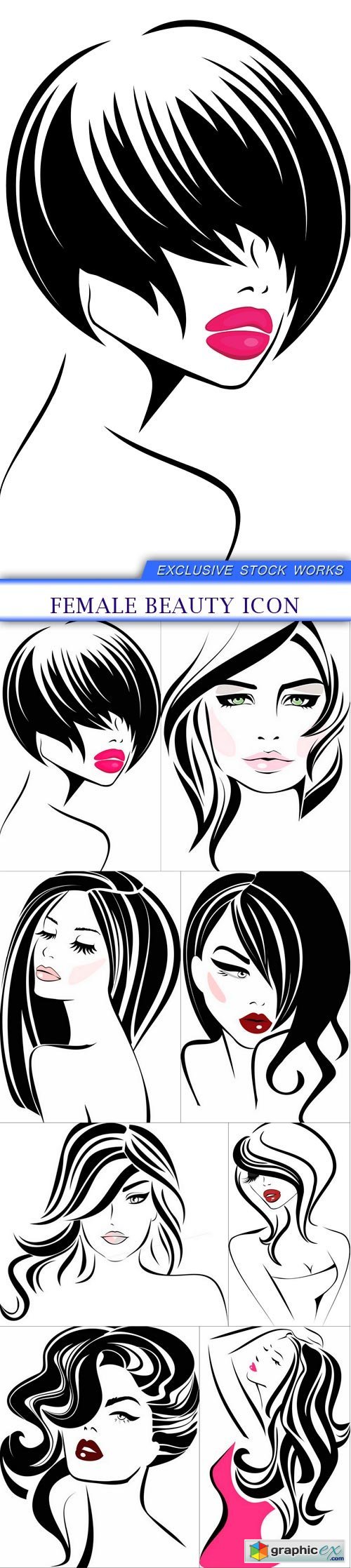 Female beauty icon 8X EPS