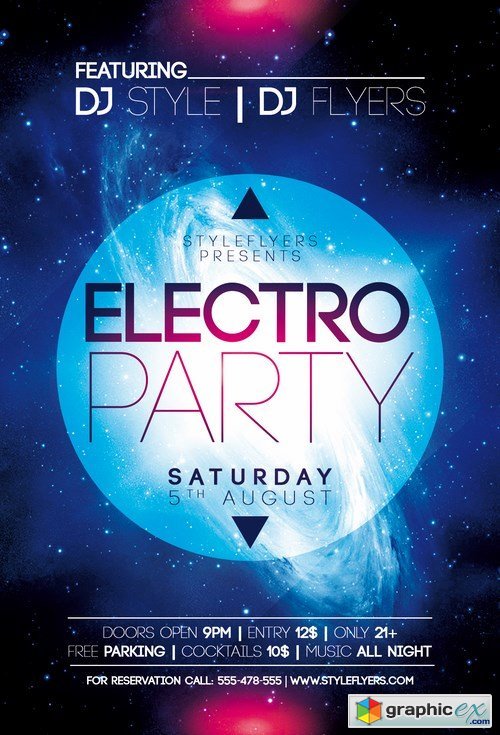 Electro Party PSD Flyer Template + Facebook Cover