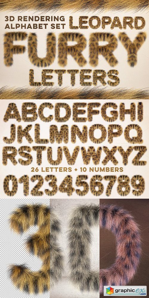 3D Leopard Furry Letters Pack 739086
