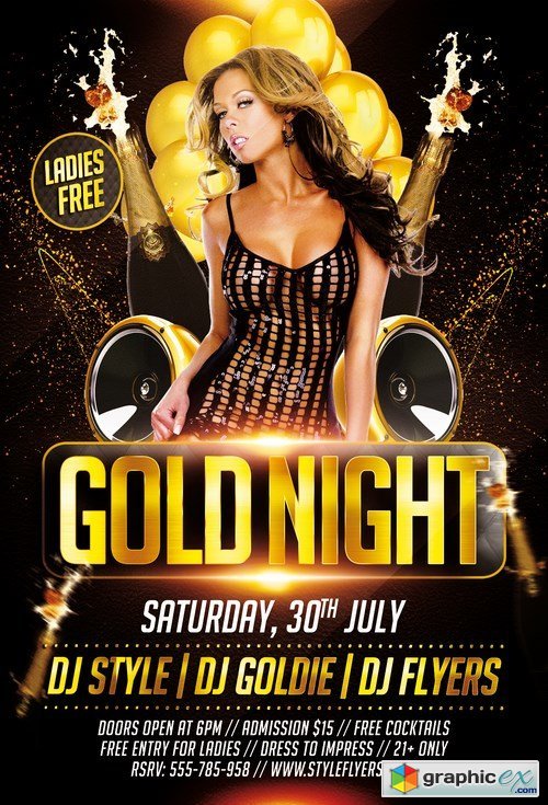 Gold Night PSD Flyer Template + Facebook Cover