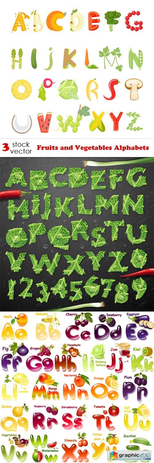 Fruits and Vegetables Alphabets