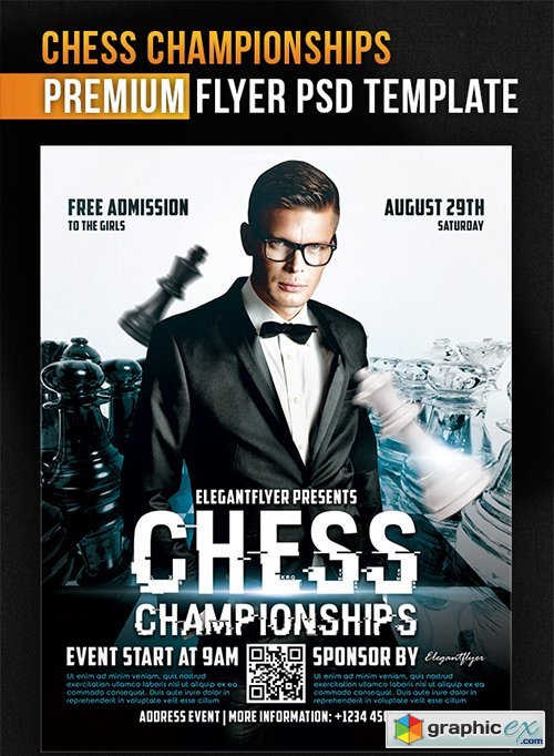 Chess Championships  Flyer PSD Template + Facebook Cover