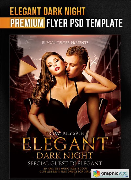 Elegant Dark Night  Flyer PSD Template + Facebook Cover