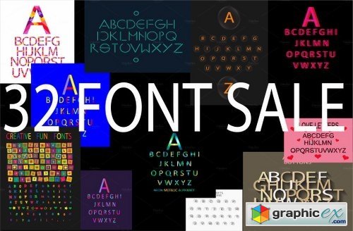 32 Font vector collection SALE