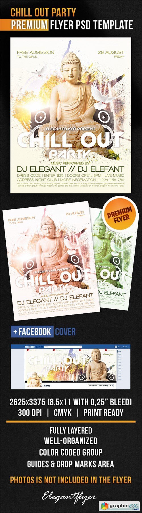 Chill Out Party  Flyer PSD Template + Facebook Cover