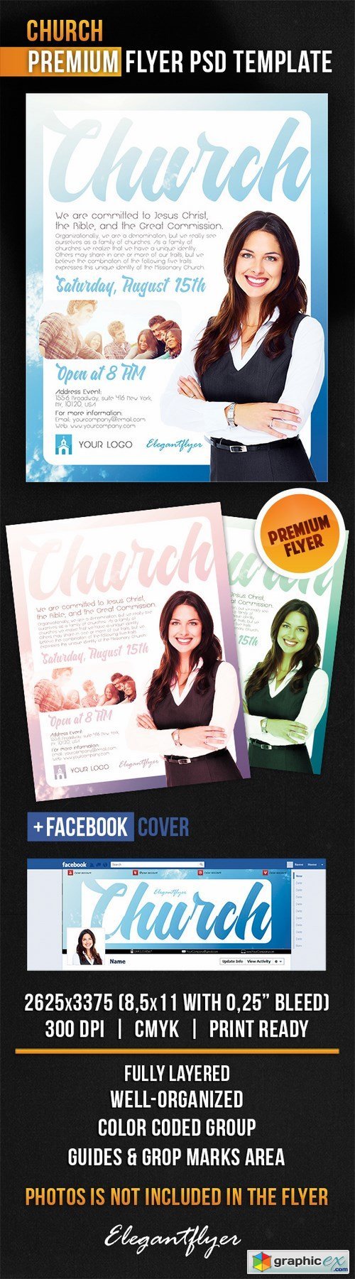 Church  Flyer PSD Template + Facebook Cover