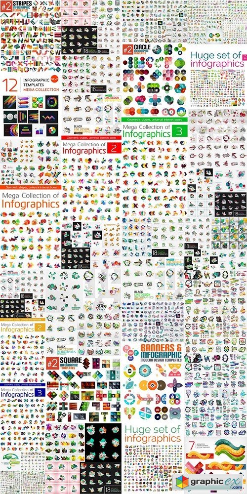 A large collection of infographics