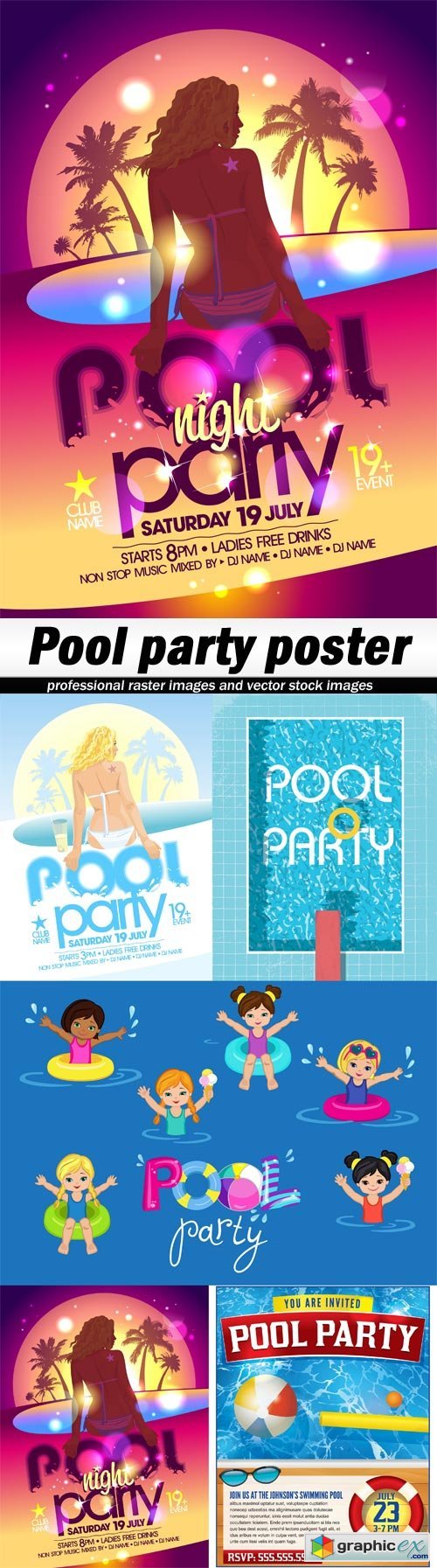 Pool party poster - 5 EPS