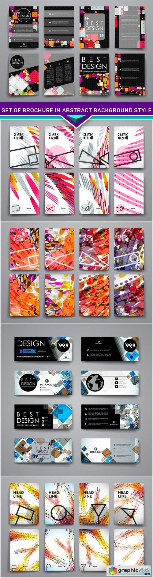 Set of brochure in abstract background style 5X EPS