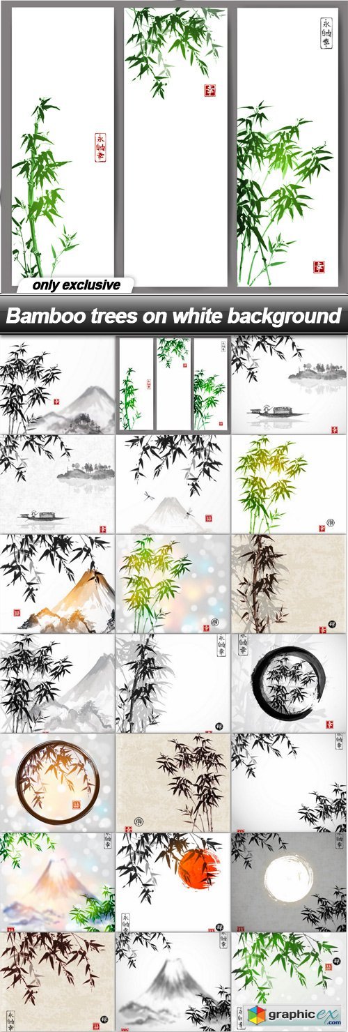 Bamboo trees on white background - 21 EPS