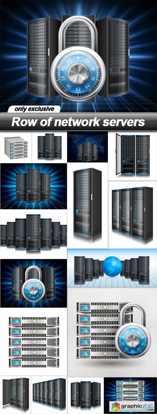 Row of network servers - 16 EPS