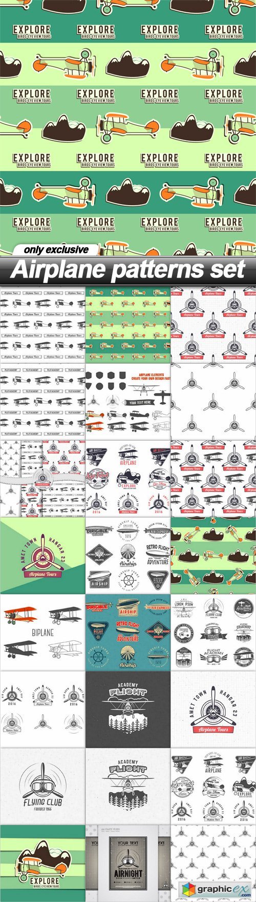 Airplane patterns set - 25 EPS