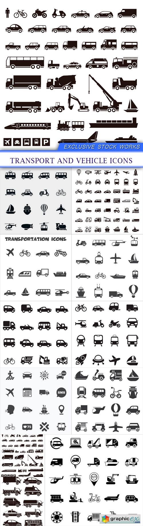 transport and vehicle icons 11X EPS