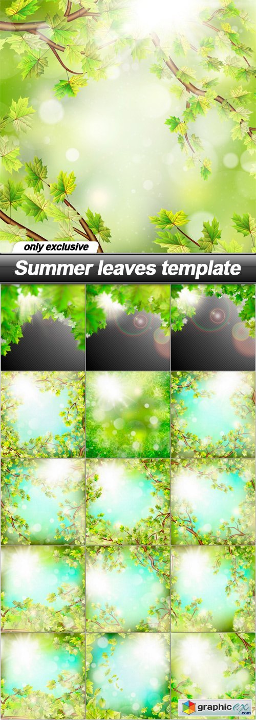 Summer leaves template - 16 EPS
