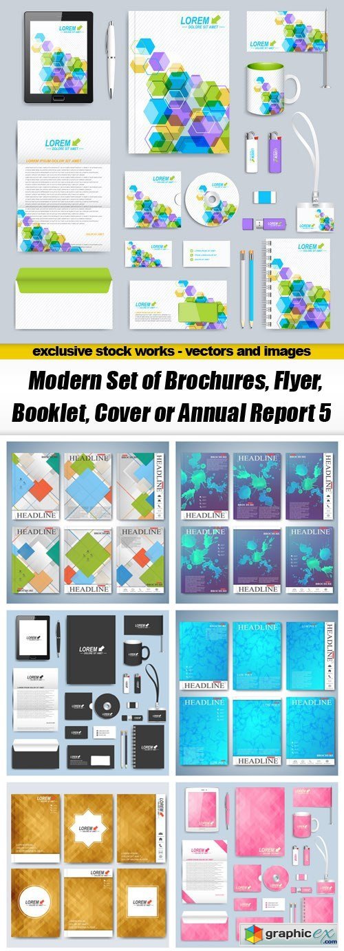 Modern Set of Brochures, Flyer, Booklet, Cover or Annual Report 5 - 18xEPS