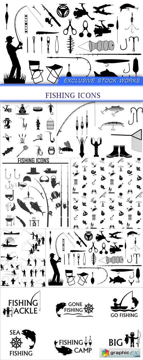 fishing icons 7X EPS