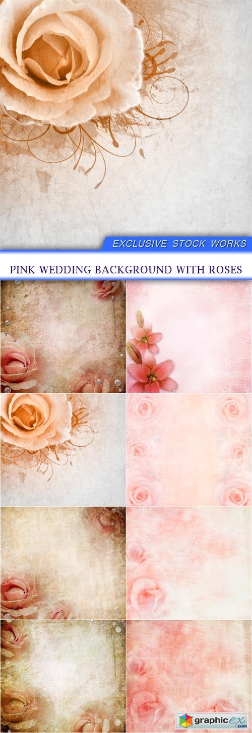 pink wedding background with roses 8X JPEG