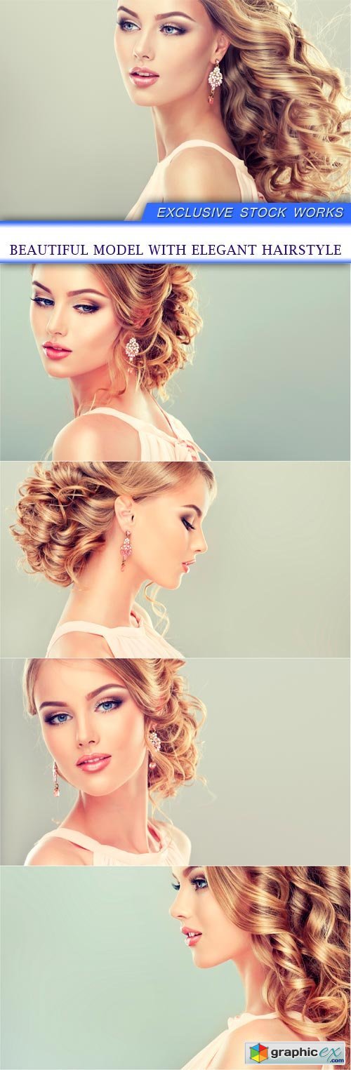 Beautiful model with elegant hairstyle 5X JPEG