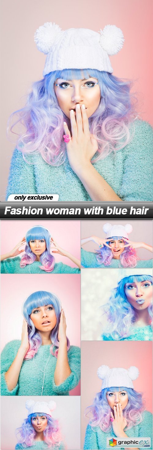 Fashion woman with blue hair - 6 UHQ JPEG