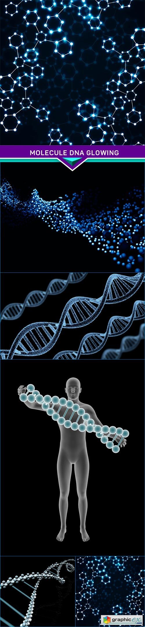Abstract background Molecule DNA glowing 5X JPEG