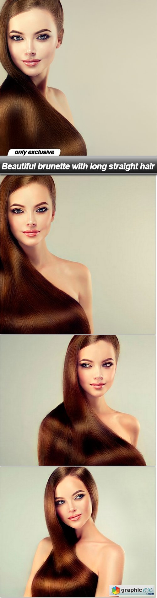 Beautiful brunette with long straight hair - 4 UHQ JPEG