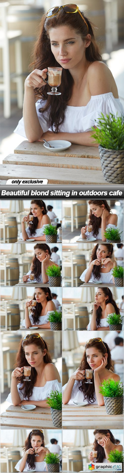 Beautiful blond sitting in outdoors cafe - 10 UHQ JPEG