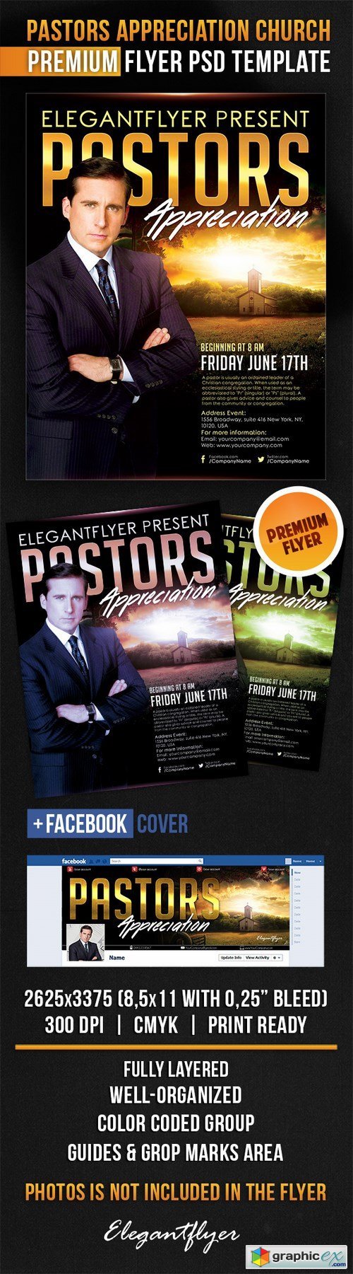 Pastors Appreciation Church  Flyer PSD Template + Facebook Cover