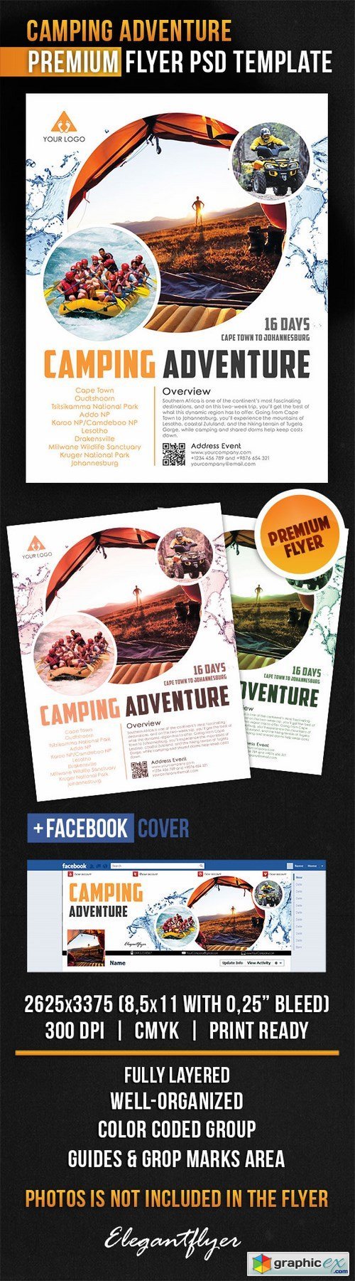 Camping Adventure  Flyer PSD Template + Facebook Cover