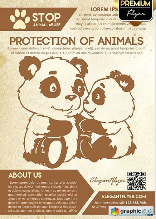 Protection of animals  Flyer PSD Template + Facebook Cover