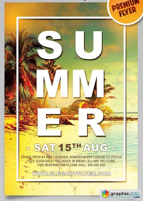 Summer V10 Flyer PSD Template + Facebook Cover