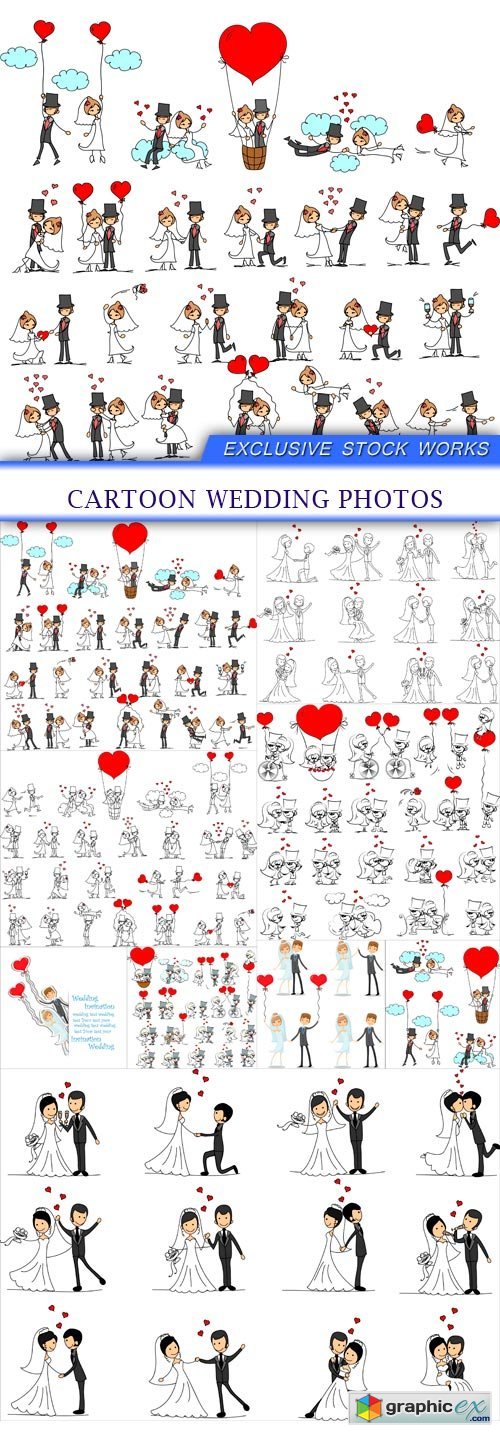 Cartoon wedding photos 9x JPEG