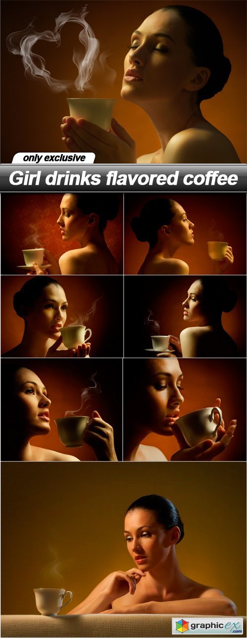 Girl drinks flavored coffee - 8 UHQ JPEG