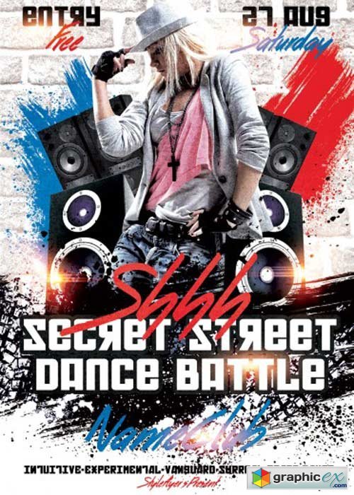 Shhh Secret Street Dance Battle PSD Flyer Template