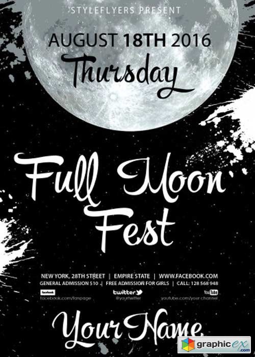 Full Moon Fest PSD Flyer Template