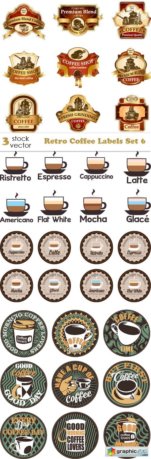Retro Coffee Labels Set 6