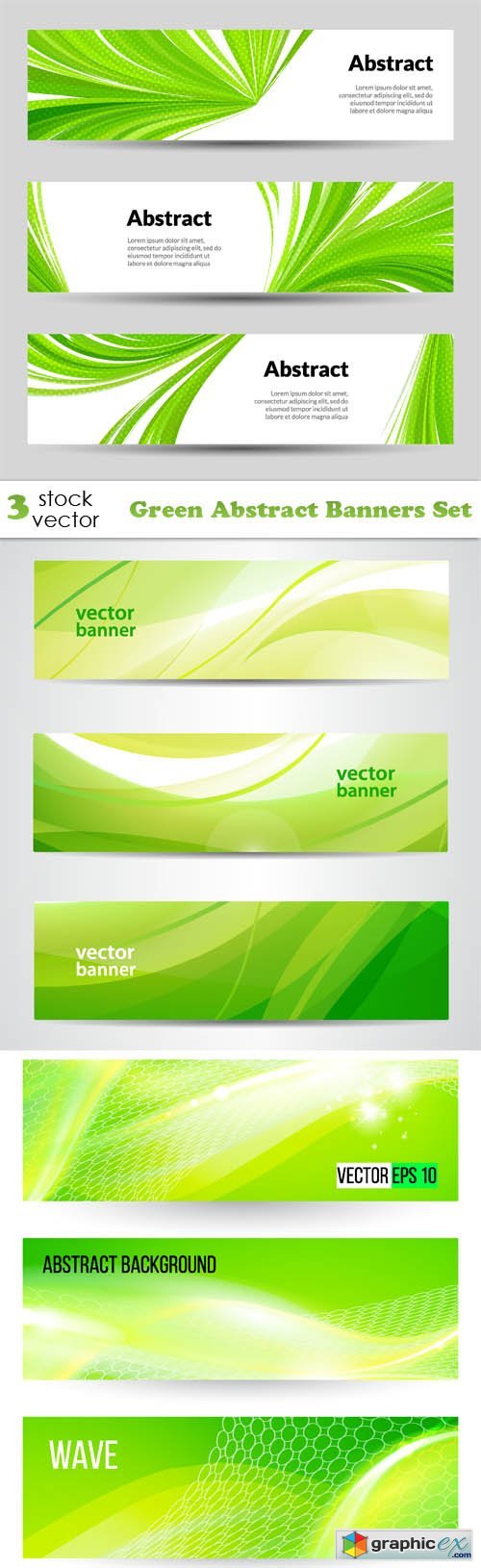 Green Abstract Banners Set