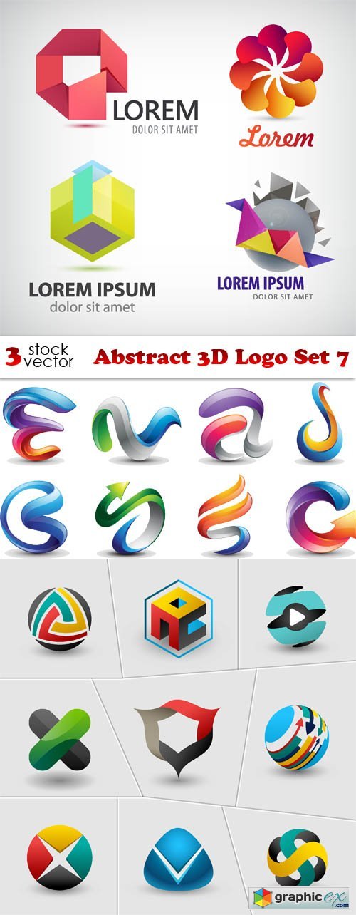 Abstract 3D Logo Set 7